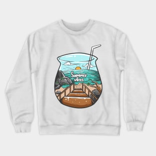 Summer Vibes Ocean Illustration Crewneck Sweatshirt